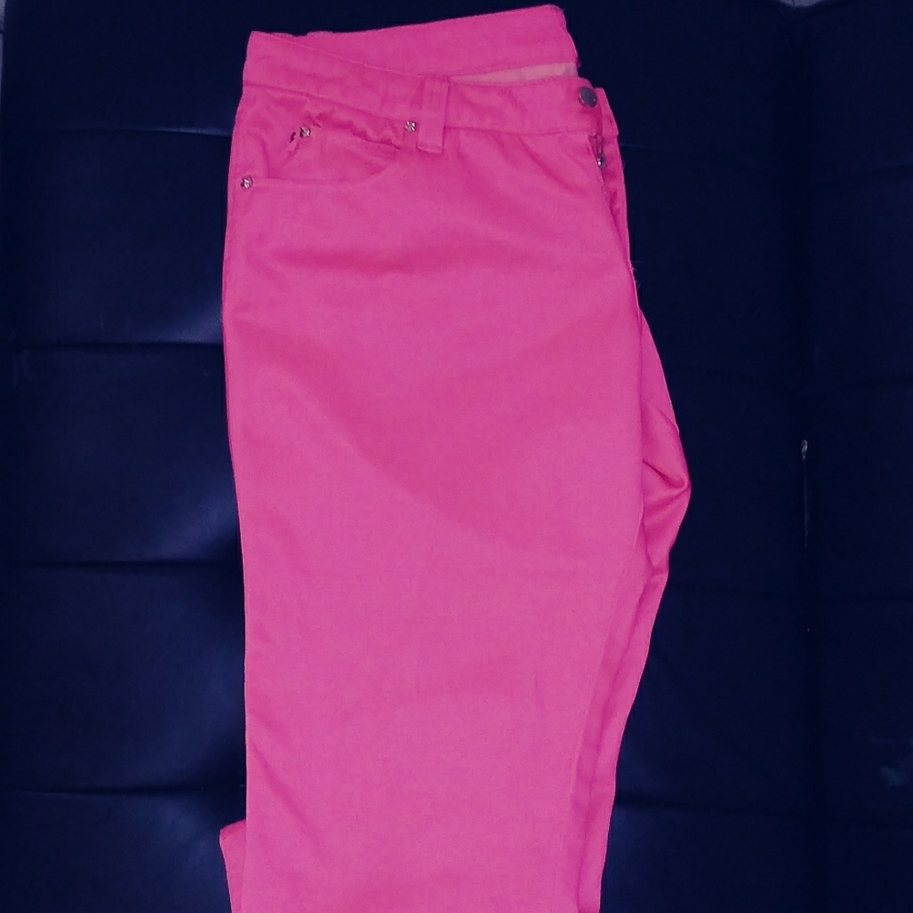 Hot pink skinny pants